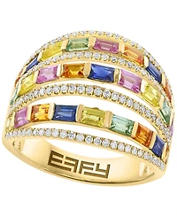 Effy Collection Multi-Sapphire (2-1/5 ct. t.w.) & Diamond (3/8 ct. t.w.) Ring in 14k Yellow Gold