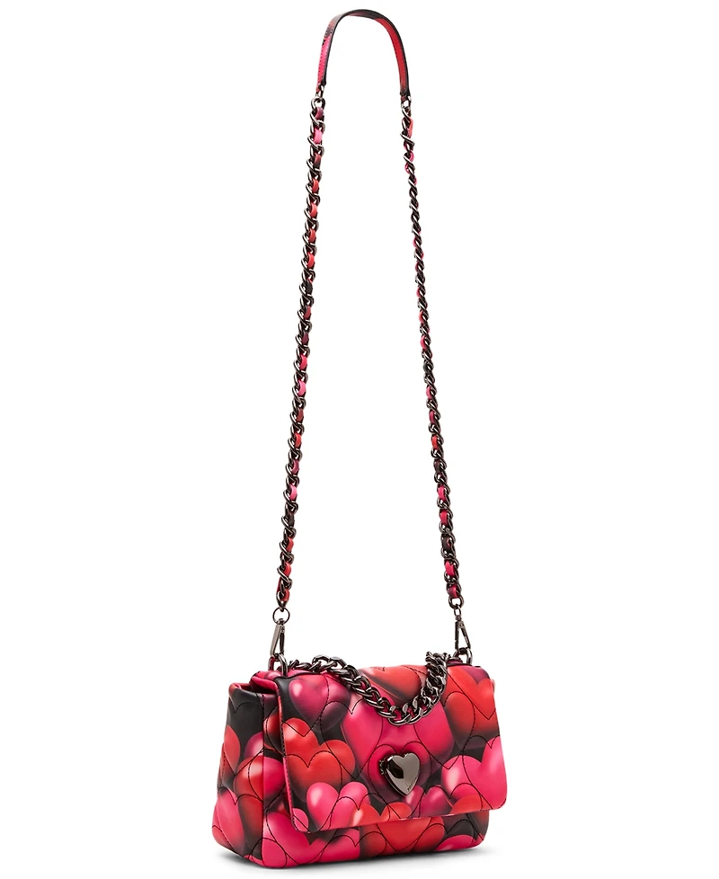 Betsey Johnson Bubble Hearts Small Flap Over Crossbody Bag