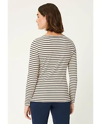 Olsen Women's Stripe & Placement Print T-Shirt