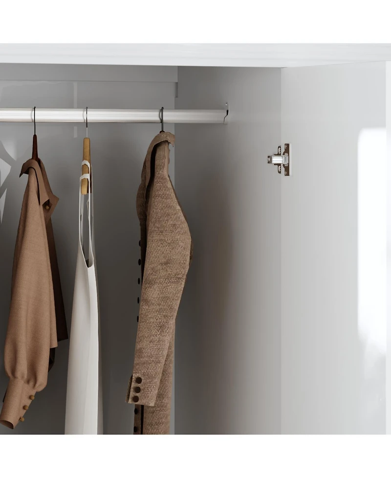 Homsee 3-Door Big Wardrobe Armoires with Hanging Rod, 4-Drawers, Storage Shelves