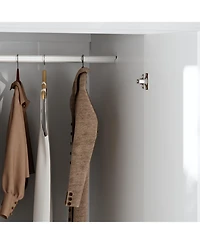 Homsee 3-Door Big Wardrobe Armoires with Hanging Rod, 4-Drawers, Storage Shelves