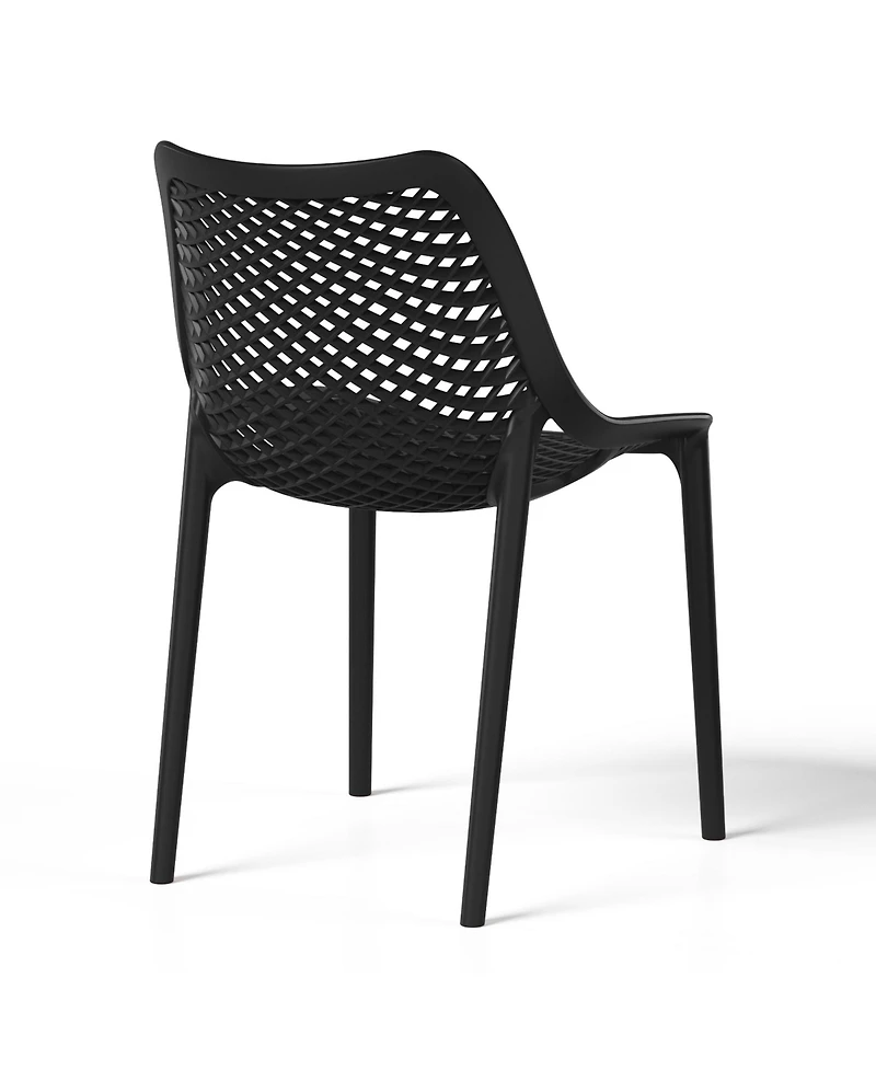 WestinTrends 3-Piece Outdoor Round Metal Dining Table Set And Stackable Resin Patio Side Chairs