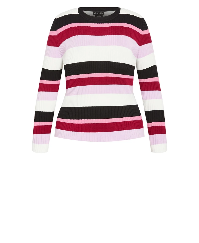 City Chic Plus 70's Stripe Sweater