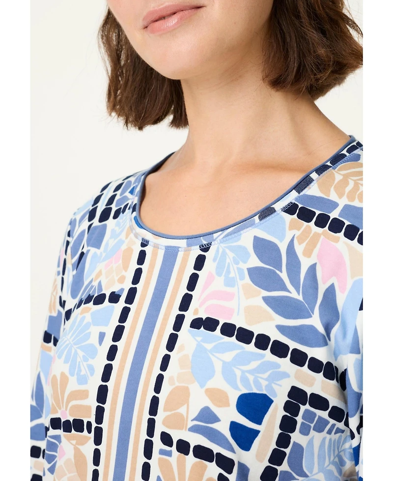 Olsen Women's Floral & Border Print T-Shirt