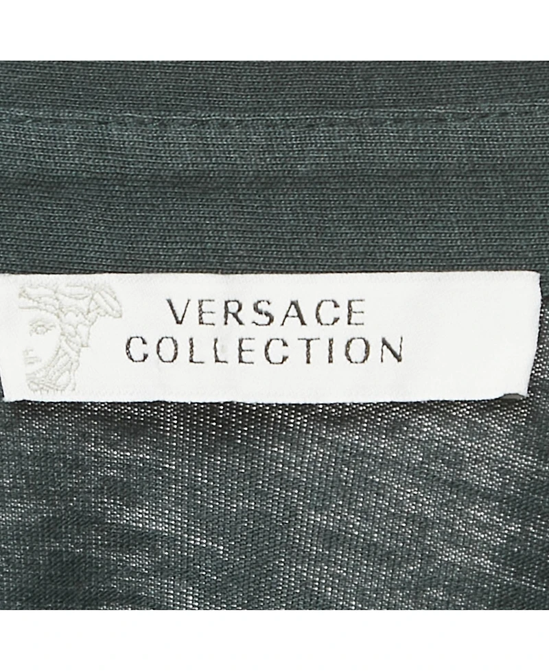 Pre-Owned Versace Men's Collection Green Logo Applique Detail Cotton Polo T-Shirt
