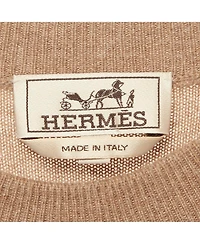 Pre-Owned Hermes Men's Brown Leather Trim Cashmere Knit Sweater