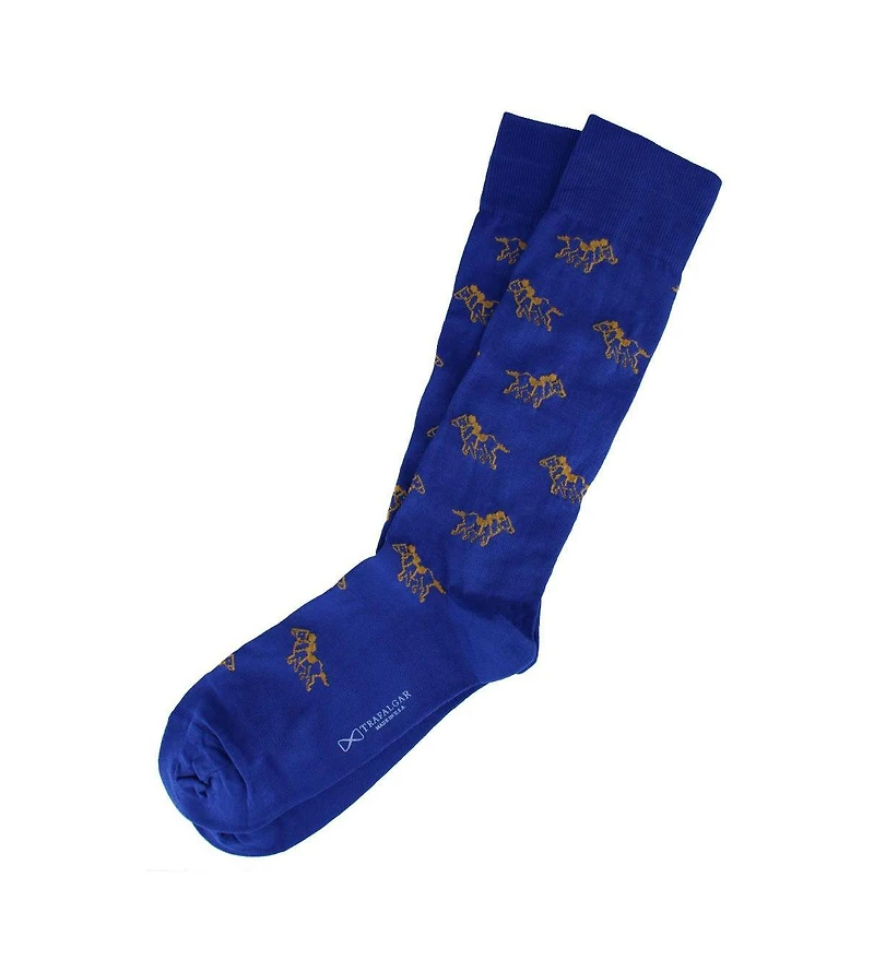 Trafalgar Men's The Winner Jockey and Horse Novelty Mid Calf Mercerized Cotton Sock (1 Pair)