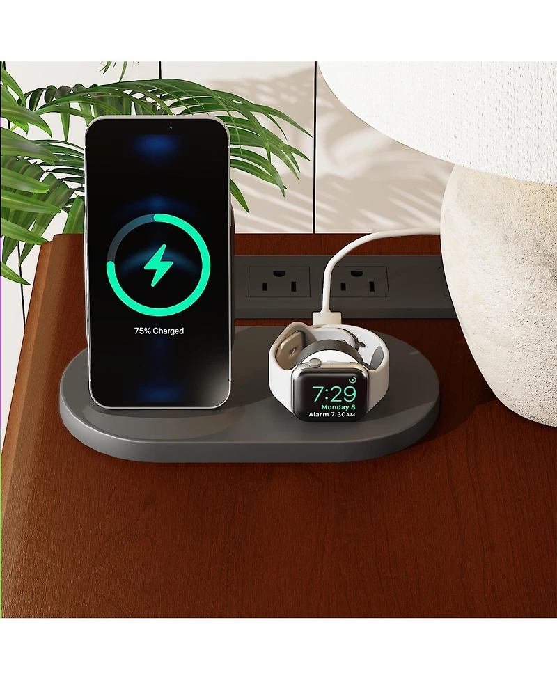 sumyeg Modern Slim Side Table with 2 Drawers Narrow Nightstand