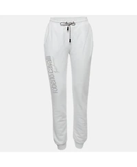 Pre-Owned Roberto Women's Cavalli Sport White Logo Print Cotton Joggers