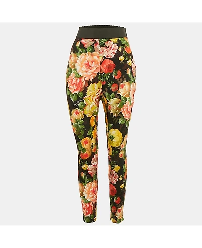 Pre-Owned Dolce & Gabbana Women's Black Floral Crepe Trousers