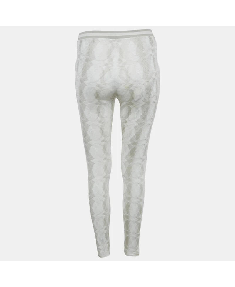 Pre-Owned Missoni Women's White Patterned Rib Knit Band Leggings