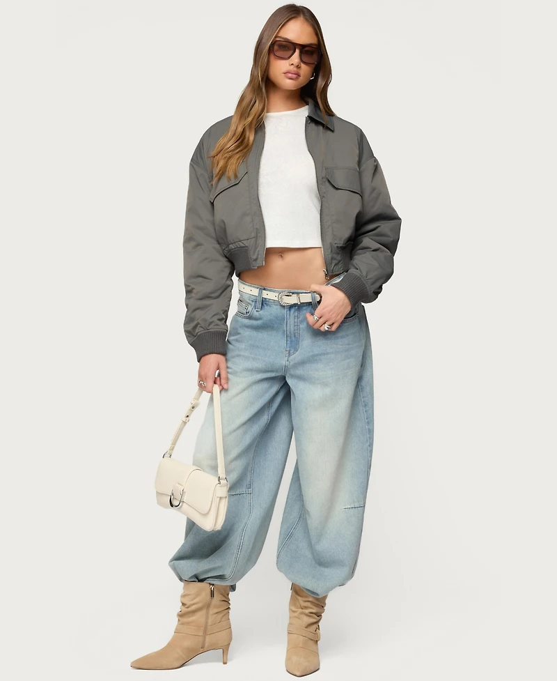 Edikted Women's Dolan Ruched Oversized Bomber Jacket