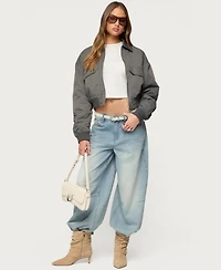 Edikted Women's Dolan Ruched Oversized Bomber Jacket