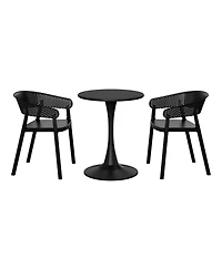WestinTrends -Piece Indoor Outdoor Metal Patio Dining Table Set With Stackable Chairs