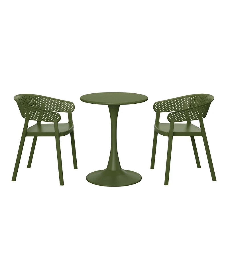 WestinTrends 3-Piece Indoor Outdoor Metal Patio Dining Table Set With Stackable Chairs