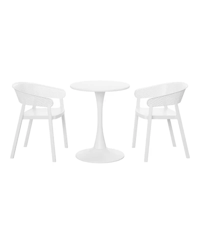 WestinTrends 3-Piece Indoor Outdoor Metal Patio Dining Table Set With Stackable Chairs