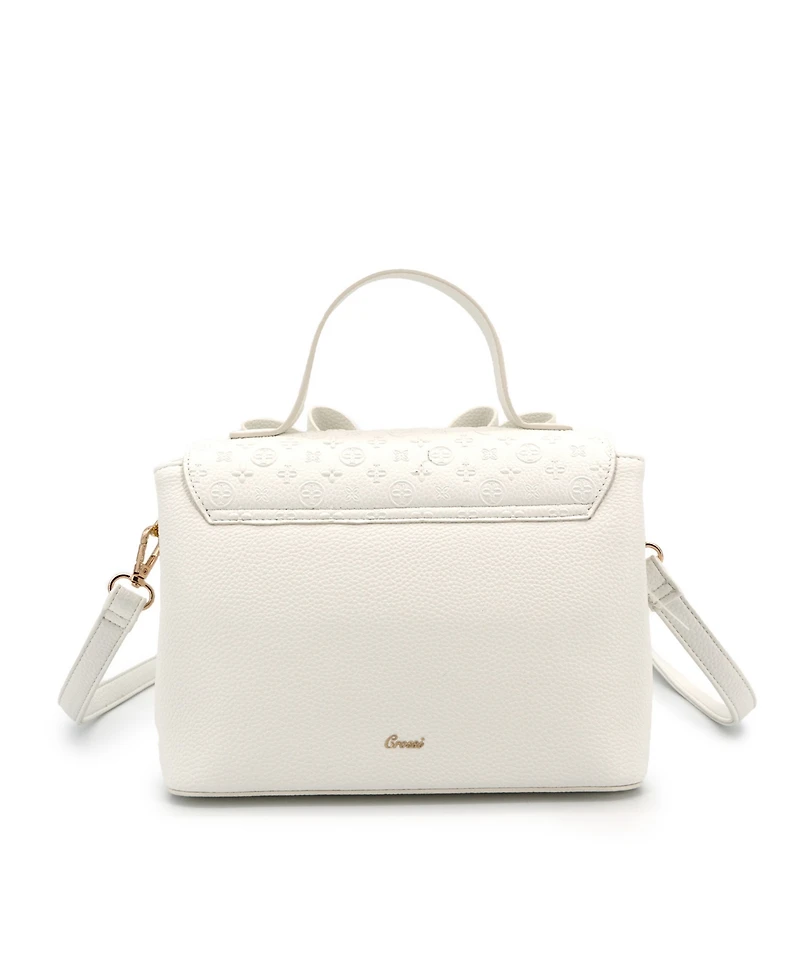 Like Dreams Noble Cross-Bow Embossed Small Satchel Bag