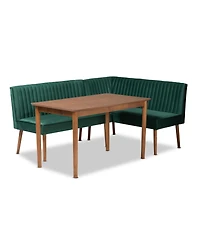 Baxton Studio Alvis 3-Pc. Wood Mid-Century Dining Nook Set