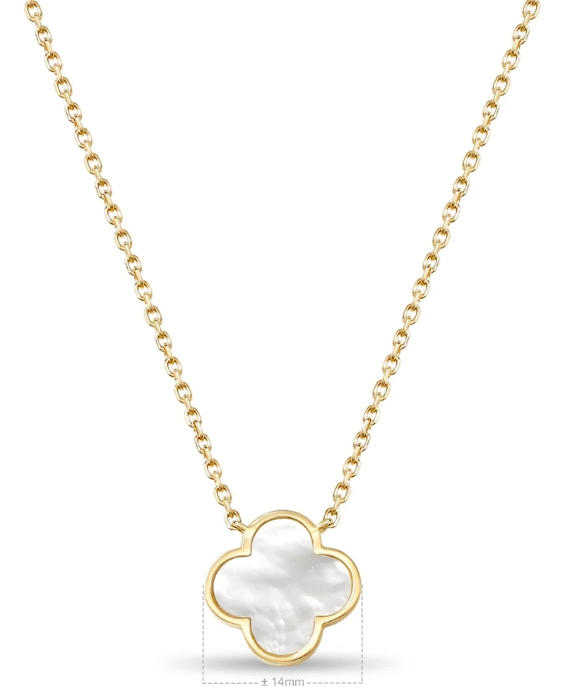 Devata Mother of Pearl Clover Chain Necklace in 14K Gold, 16 in adj to 18 in, approx. 4.3gr