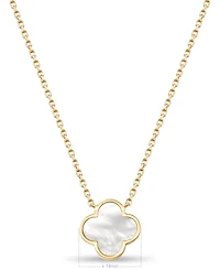 Devata Mother of Pearl Clover Chain Necklace in 14K Gold, 16 in adj to 18 in, approx. 4.3gr