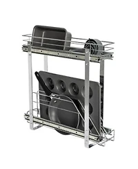 Household Essentials Glidez Multipurpose Steel Pull Out Storage Organizer 2 Tier Design Chrome