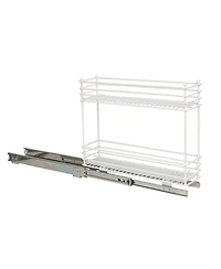 Household Essentials Glidez Steel Pull-Out Basket Storage Organizer, 2-Tier Design, White