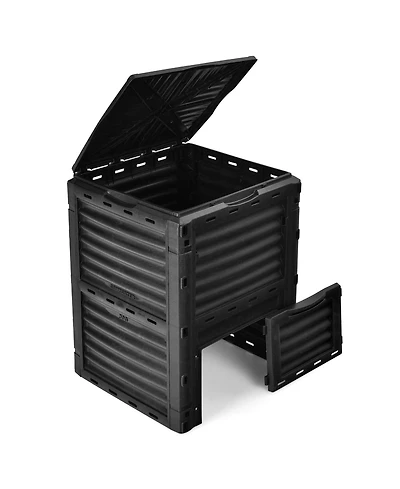 Sugift 80-Gallon Outdoor Composter with Large Openable Lid and Bottom Exit Door