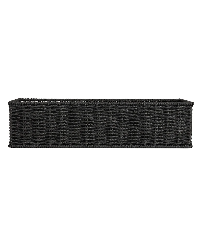 Household Essentials Handwoven Paper Rope Rectangular Storage Basket, Black
