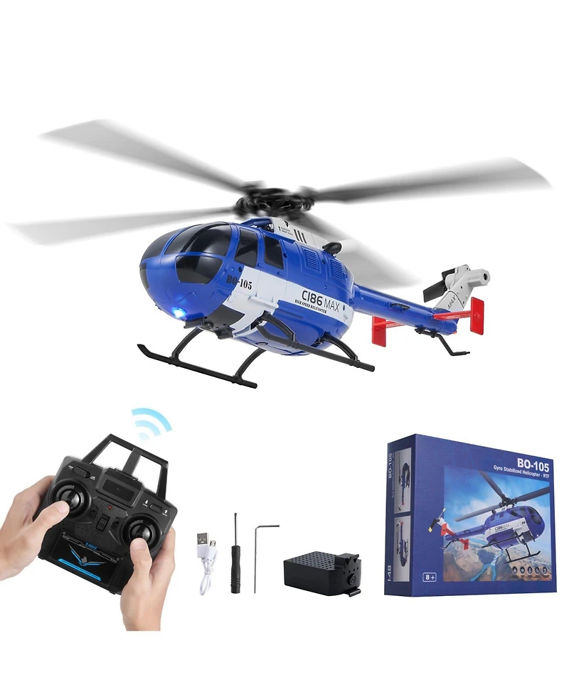 Mecale Rc Helicopter, 2.4GHz 4-Propeller 4-Channel with Gyro, Led Light, One-Key Takeoff/Landing, Plane Toy for Kids 8+