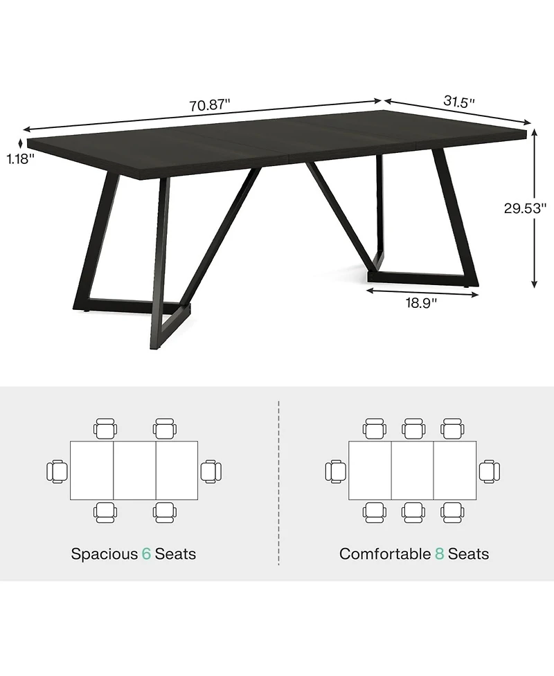 Tribesigns 70.87" Conference Table, Rectangular Seminar Table Boardroom Desk for Office Meeting Conference Room