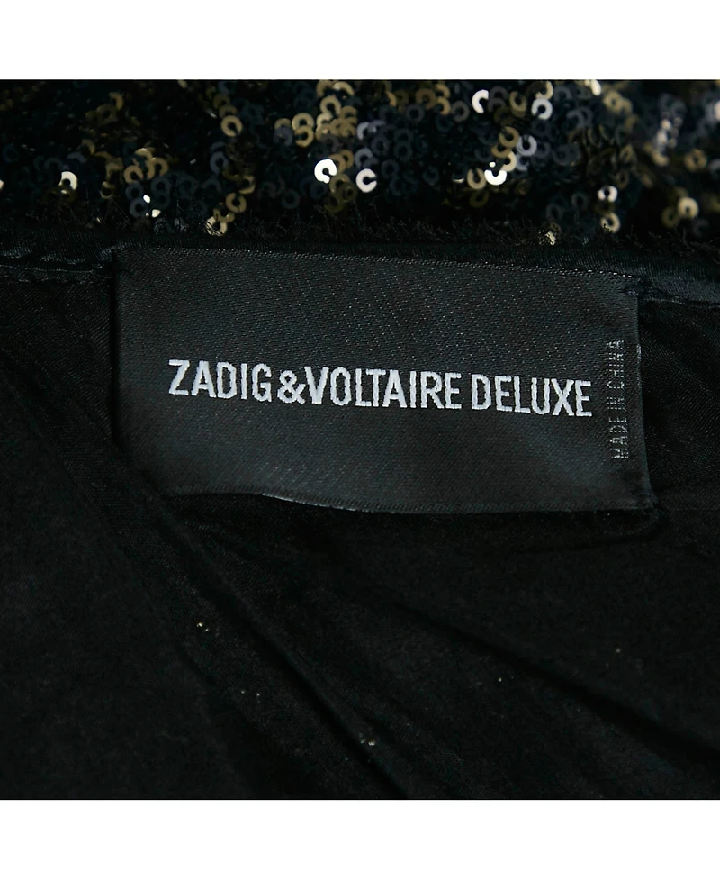 Pre-Owned Zadig & Voltaire Women's Deluxe Black/gold Sequin Rousse Mini Dress