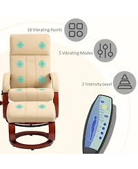 Homcom Recliner Chair with Ottoman, Electric Faux Leather Recliner with 10 Vibration Points and 5 Massage Mode, Reclining Chair with Remote Control, S