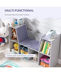 Homcom Cubby for Kids with Comfy Lounge Chair and Large Cube Shelves