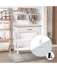 Homcom Modern Style Sofa Console Entry Hallway Table with Drawer and Shelves, Sturdy Build, and Large Storage, White