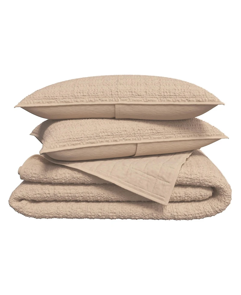 Linery & Co. 3-Pc. 100% Cotton Honeycomb Waffle Garment Washed Quilt Set