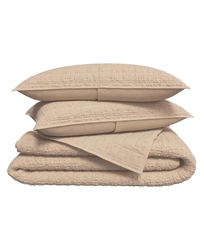 Linery & Co. 3-Pc. 100% Cotton Honeycomb Waffle Garment Washed Quilt Set