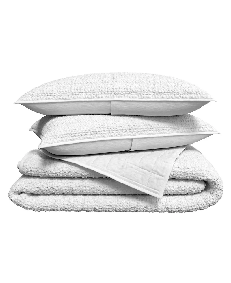 Linery & Co. 3-Pc. 100% Cotton Honeycomb Waffle Garment Washed Quilt Set