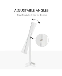 Full Body Mirro Jewelry Cabinet w/ Led Lights & 5-Tier Storage Shelves,