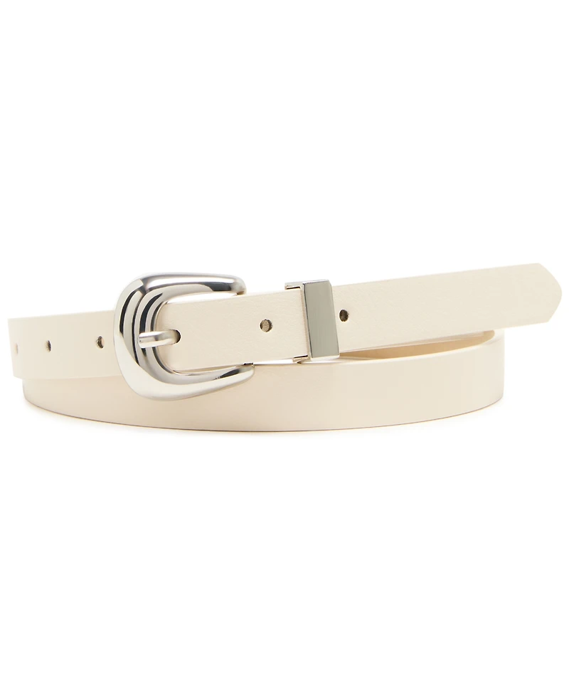 Steve Madden Women's Roller, Double Square Buckle Python 3-Pc Textured Belt