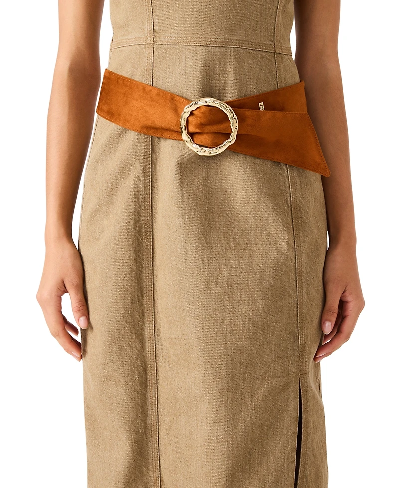 Steve Madden Women's Hammered Circle Buckle Sash Belt