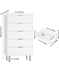 gaomon 5 Drawer Dresser for Bedroom, Wooden Chest with Wide Drawers, Modern Storage Organizer for Closet, Hallway