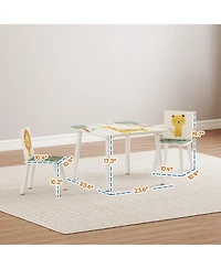 Qaba 3-Piece Toddler Table and Chair Set for Boys Girls Aged 3-8,