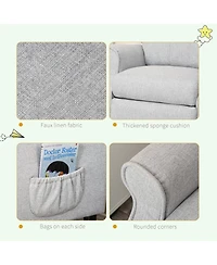 Qaba Kids Soft Sofa, Reclining Lounger Armchair w/ Footrest Storage Side Pockets