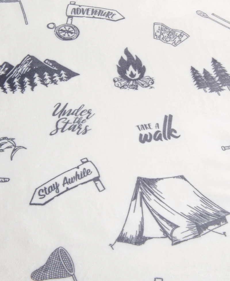 Linery & Co. Velvet Plush Reversible Sherpa Lodge Printed Throw Blanket