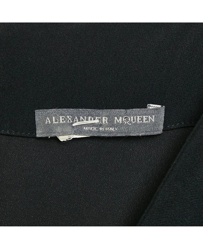 Pre-Owned Alexander Mcqueen Women's Black Crepe V-Neck Midi Dress