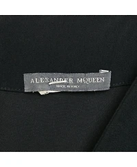 Pre-Owned Alexander Mcqueen Women's Black Crepe V-Neck Midi Dress