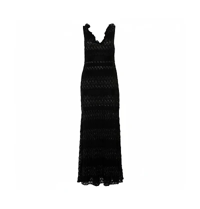 Pre-Owned Missoni Women's Lurex Knit Ruffled Neck Sleeveless Maxi Dress