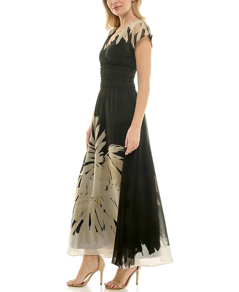 Taylor Women's Smocked Waist Printed A-Line Dress