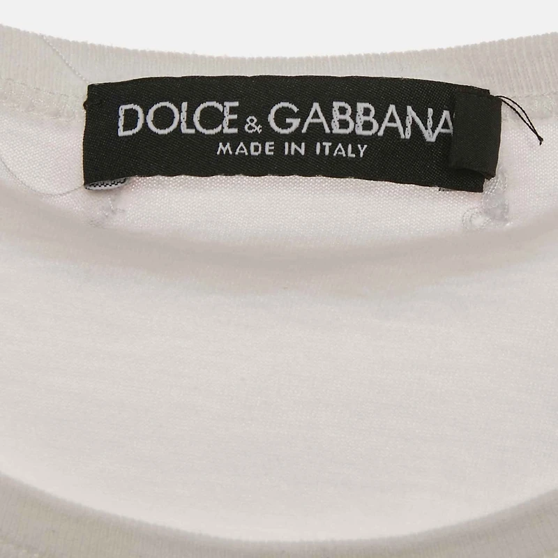 Pre-Owned Dolce & Gabbana Women's White Printed Cotton Tank Top