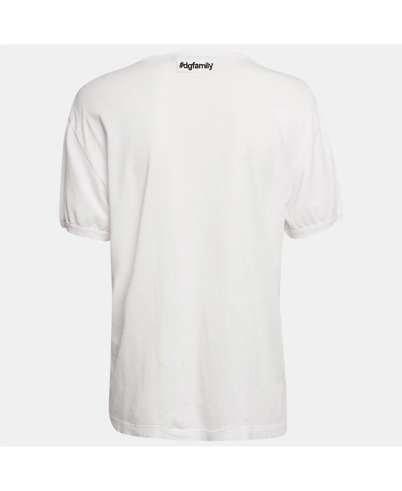 Pre-Owned Dolce & Gabbana Women's White Boycott Logo Print Cotton T-Shirt